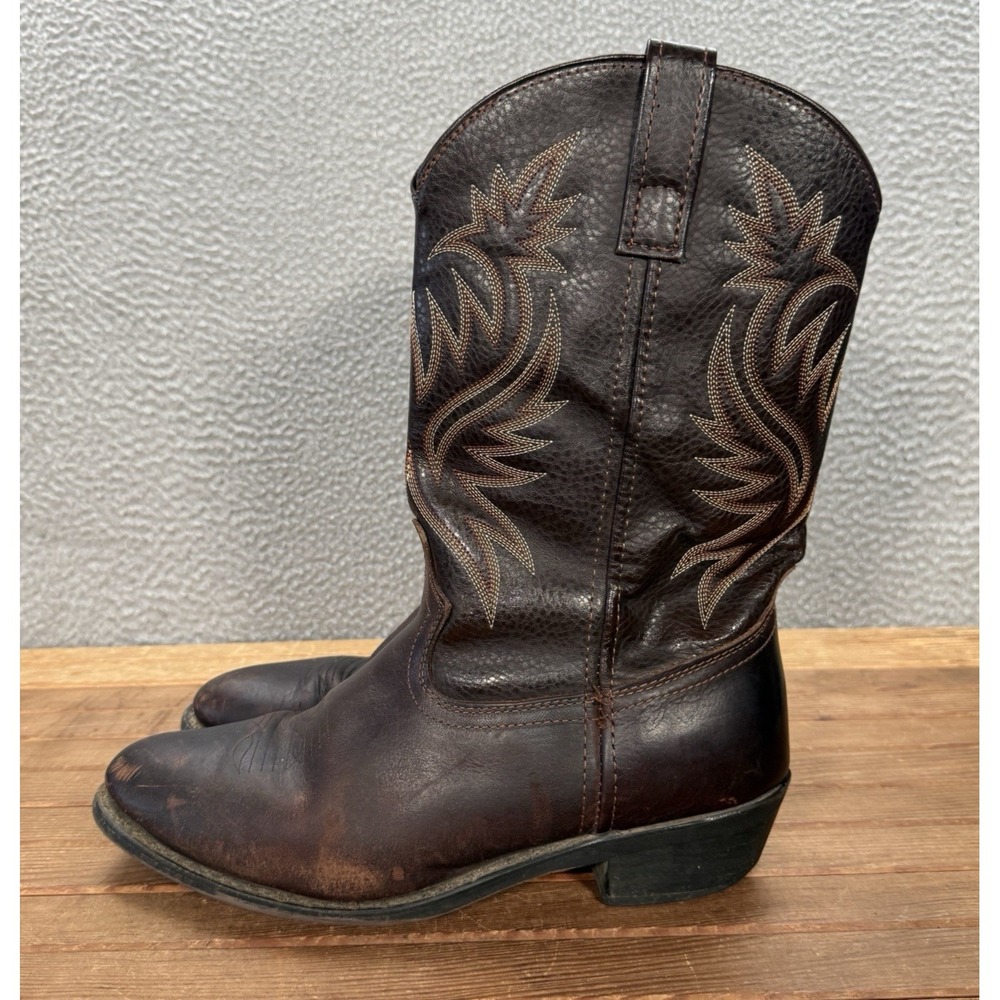 Laredo‎ Boots Mens 10 EW Brown Leather Paris Collection Embroidered Western Boot